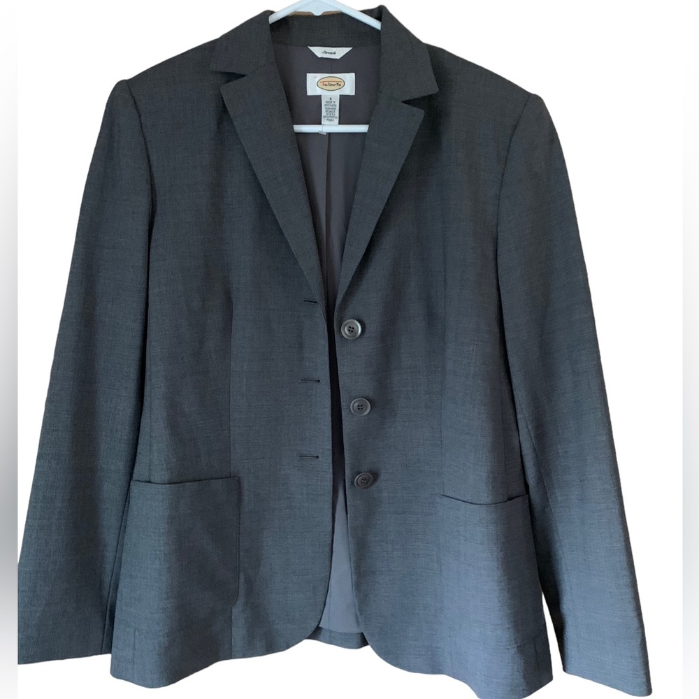 Talbots Wool Gray Three Button Career Blazer Jack… - image 3